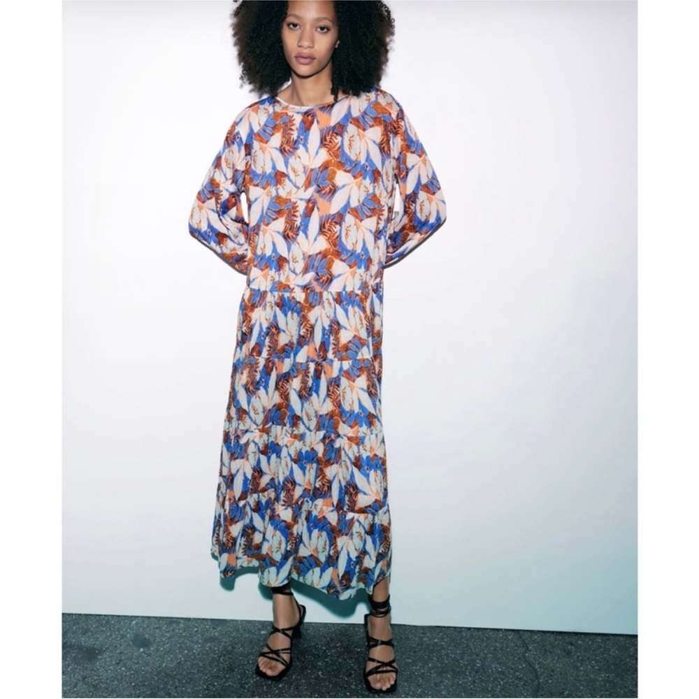 Zara colorful floral maxi dress NWT